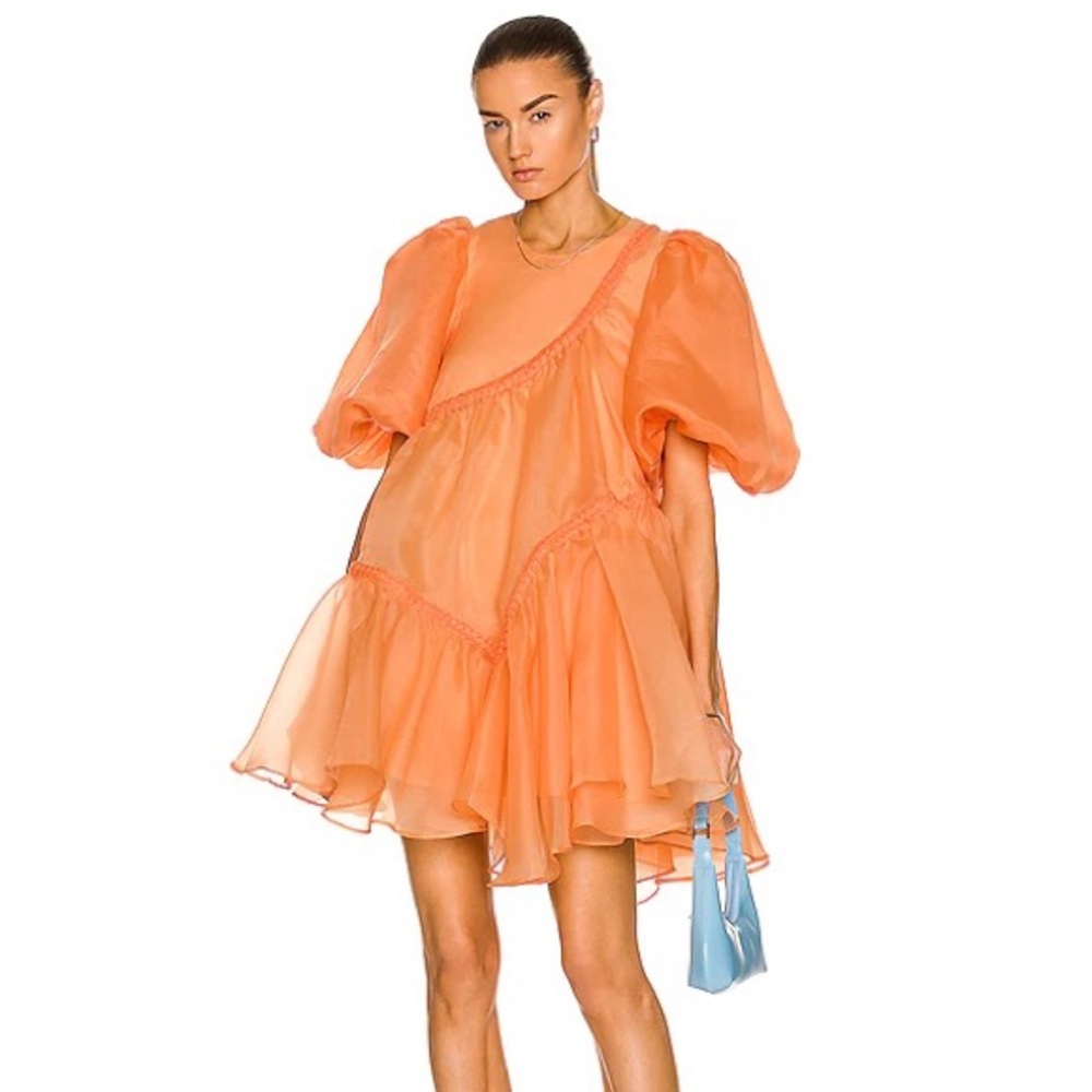 Riviera Asymmetric Braided Puff Sleeve Smock Dress